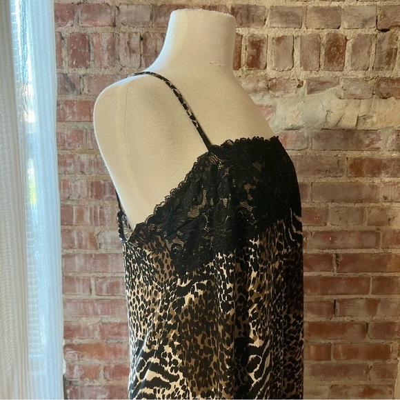 George Sleepwear Leopard Print Nightgown Dress w/ Lace Trim -Size XL -NW21 - Picture 3 of 8